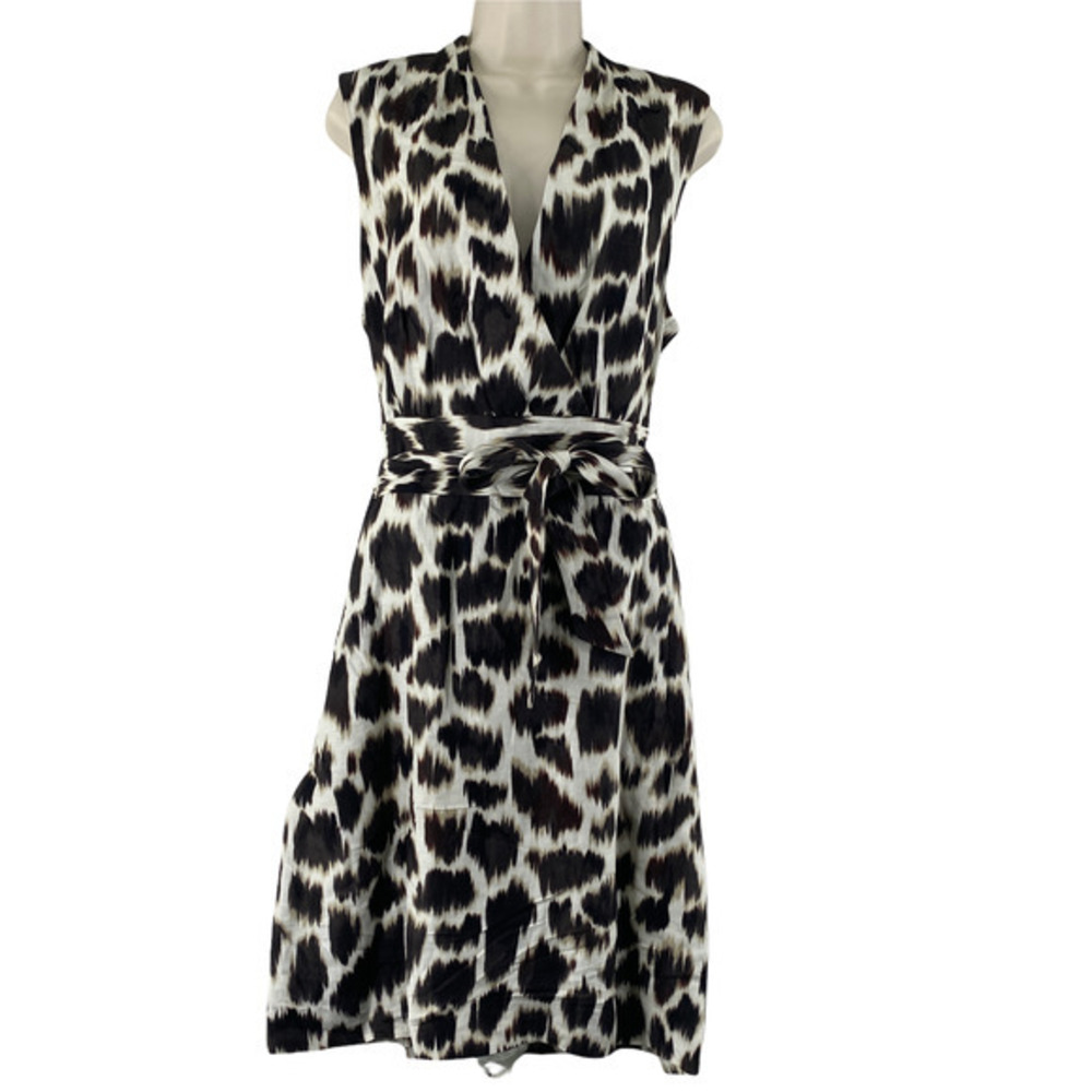 Classiques Entier Black and White Leopard Print Wrap Dress
